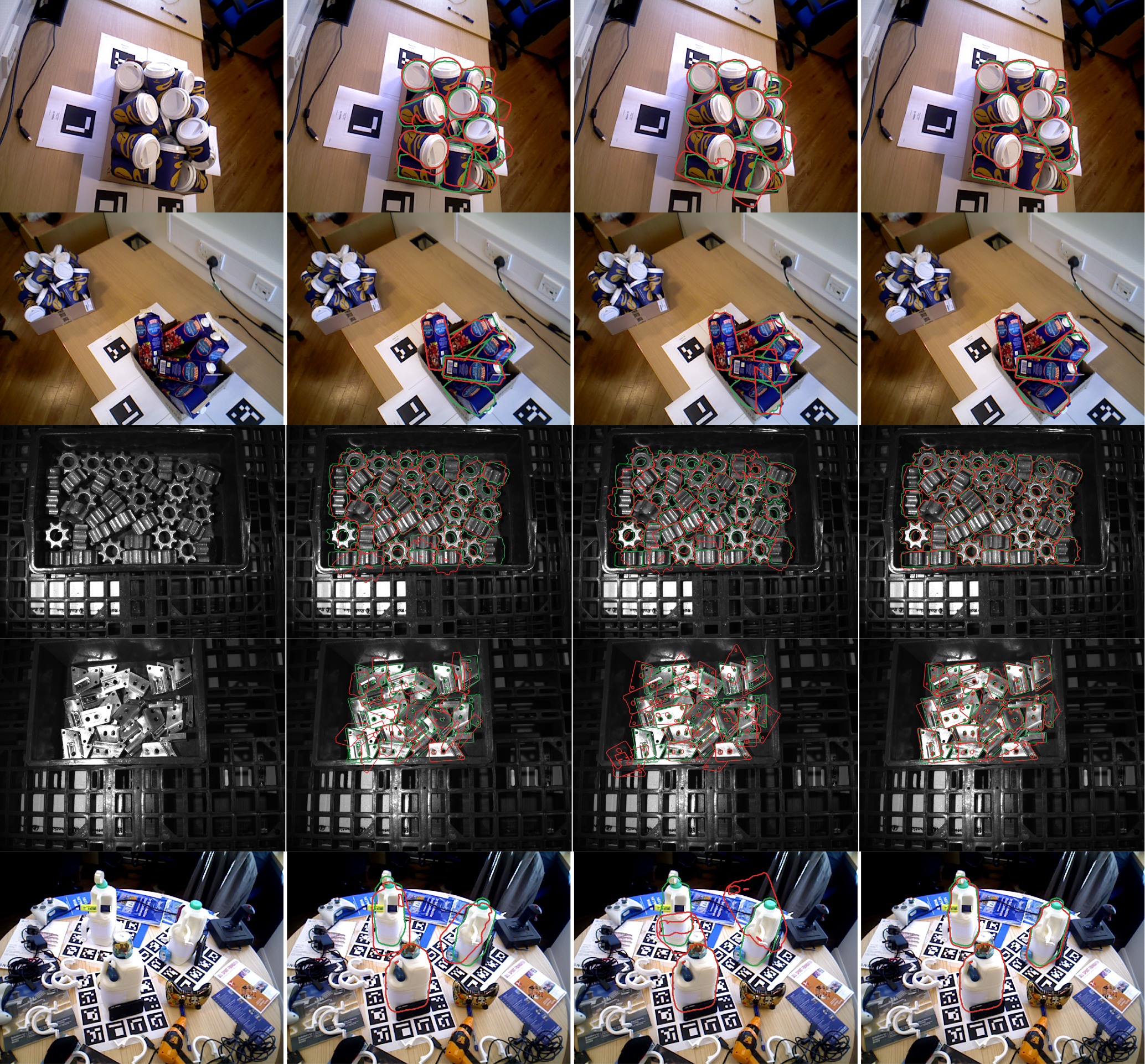 Qualitative comparison of input images, One2Any, ConceptPose, and PROSE on five PRENCH scenes